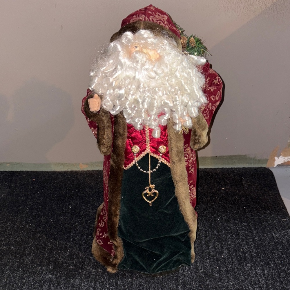 Elegant Santa Claus Holiday Figurine in Red and Green